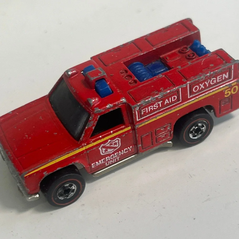 Hot Wheels 1974 Redline Emergency Unit Fire Truck Red Mattel Hong Kong Vintage
